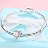 Personalized Pet Cat CZ Beads 925 Silver Heart Charm