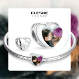 925 Silver Paw Print Heart Charms Photo Beads - DIY Personalized Jewelry