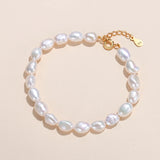925 Silver Adjustable Chain Pearl Bracelet