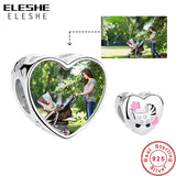 925 Silver Love Heart Baby Chair Photo Charm Bead for Bracelet