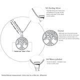 925 Silver Clear CZ Tree of Life Round Pendant Necklace for Women