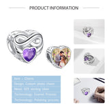 925 Sterling Silver Infinity Love Heart Beads Photo Charms