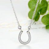 Lucky Horseshoe Pendant Necklace for Women Horse Hoof U Zirconia Necklace