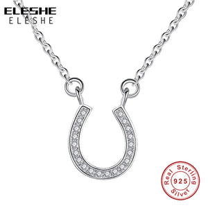 Lucky Horseshoe Pendant Necklace for Women Horse Hoof U Zirconia Necklace