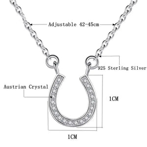 Lucky Horseshoe Pendant Necklace for Women Horse Hoof U Zirconia Necklace