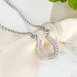 Lucky Horseshoe Pendant Necklace for Women Horse Hoof U Zirconia Necklace
