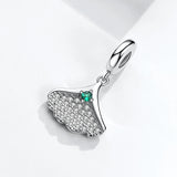 Sparkling Ginkgo Biloba Dangle Charms 925 Silver Beads