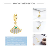 Sparkling Ginkgo Biloba Dangle Charms 925 Silver Beads