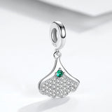Sparkling Ginkgo Biloba Dangle Charms 925 Silver Beads