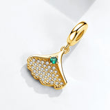 Sparkling Ginkgo Biloba Dangle Charms 925 Silver Beads