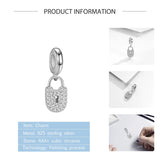 Zircon Lock Dangle Charms 925 Sterling Silver Beads for Bracelet DIY