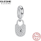 Zircon Lock Dangle Charms 925 Sterling Silver Beads for Bracelet DIY