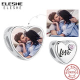 925 Silver Photo Charm Bracelet Romantic Love Heart Beads
