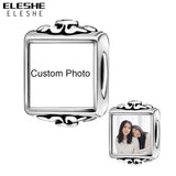 925 Sterling Silver Square Charms with Crystal CZ for Charm Bracelet