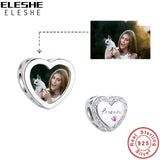 925 Sterling Silver Heart Charm Bead for Bracelet Bangle DIY