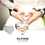 925 Silver Forever Love Photo Heart Crystal Charm Bracelet DIY