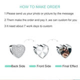 925 Silver Forever Love Photo Heart Crystal Charm Bracelet DIY