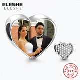 925 Silver Forever Love Photo Heart Crystal Charm Bracelet DIY