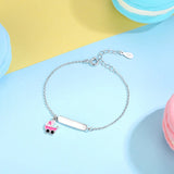 Engraved Name Bracelet Personalized 925 Sterling Silver Enamel Heart Bracelet