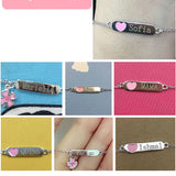 Engraved Name Bracelet Personalized 925 Sterling Silver Enamel Heart Bracelet
