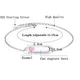 Engraved Name Bracelet Personalized 925 Sterling Silver Enamel Heart Bracelet