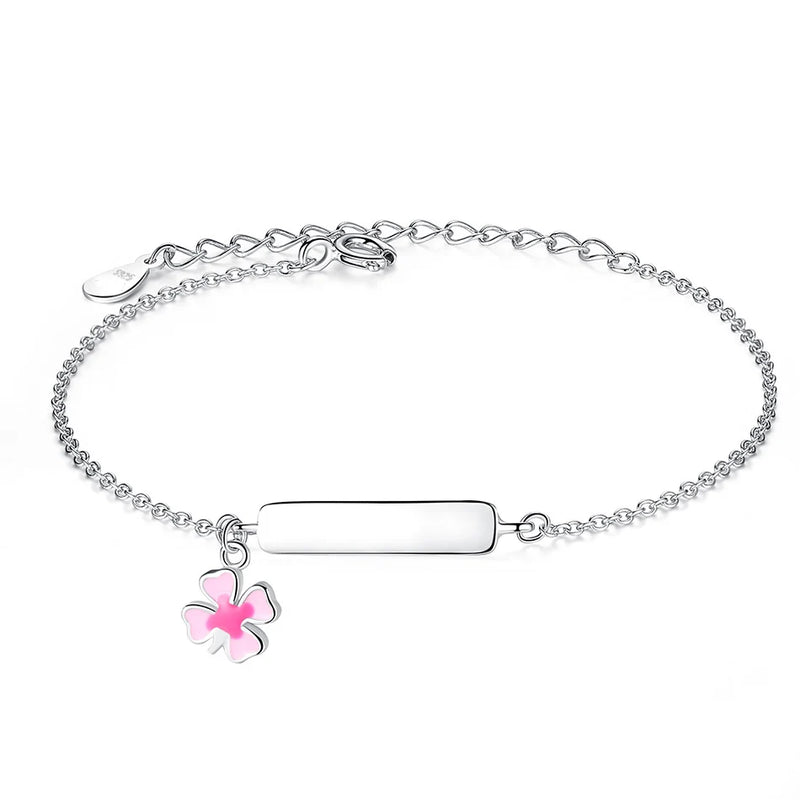 Personalized Engraved Name Bracelet for Girls, 925 Sterling Silver
