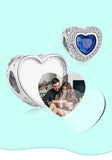 925 Silver Crystal Heart Charm Personalized Photo Bead for Bracelet
