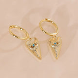 925 Silver Turquoise Eye Hoop Earrings Peach Heart Pendant Women Jewelry