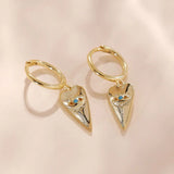 925 Silver Turquoise Eye Hoop Earrings Peach Heart Pendant Women Jewelry