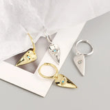 925 Silver Turquoise Eye Hoop Earrings Peach Heart Pendant Women Jewelry