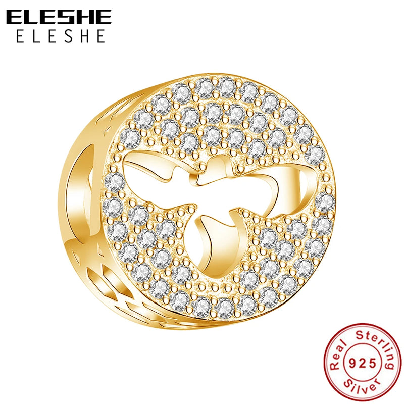 925 Silver Crystal Bee Charm Bead for Bracelets DIY Jewelry