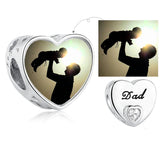 925 Silver Dad's CZ Bead Photo Charm Bracelet Gift Women