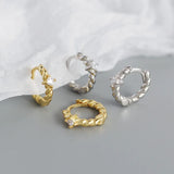 925 Sterling Silver Twist Hoop Earrings with CZ for Women 18K Plated