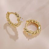 925 Sterling Silver Twist Hoop Earrings with CZ for Women 18K Plated