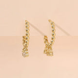 925 Silver Star Zircon Small Hoop Earrings Birthday Jewelry