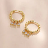 925 Silver Star Zircon Small Hoop Earrings Birthday Jewelry