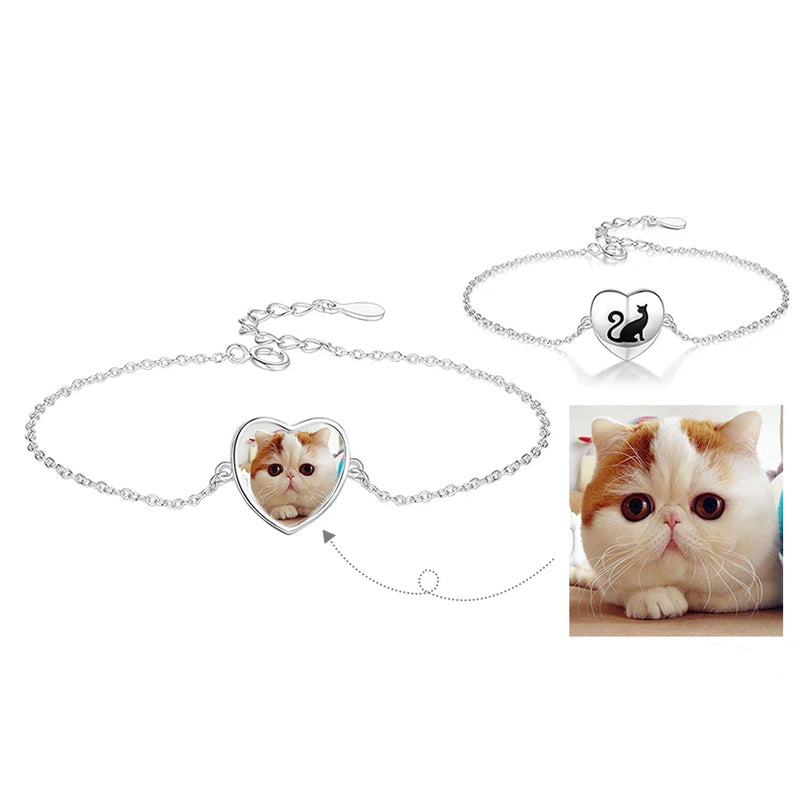925 Silver Cat Pet Charm Bracelet Personalized Jewelry