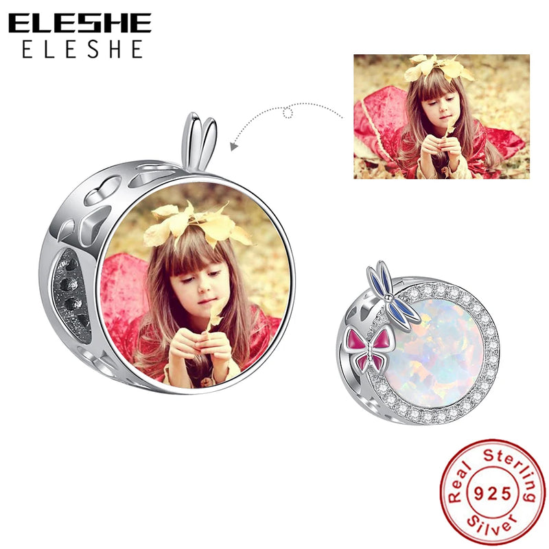 925 Silver Butterfly Opal Round Bead Charms for Bracelet
