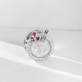 925 Silver Butterfly Opal Round Bead Charms for Bracelet