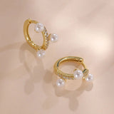 925 Silver Freshwater Pearl Hoop Earrings 18K Plated Sweet Jewelry