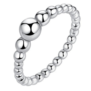 925 Sterling Silver Rings Women Wedding Stackable Round Ball Beaded Finger Rings