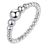 925 Sterling Silver Rings Women Wedding Stackable Round Ball Beaded Finger Rings