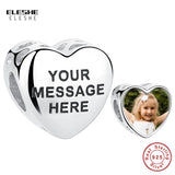 Engrave Letter Charm Bead 925 Silver Personal Photo Fit Bracelet