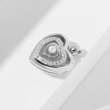 Zircon Pearl Heart Pendant Necklace 925 Silver Women Jewelry