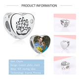 925 Sterling Silver Heart Baby Handprint Charm Bead for Bracelet