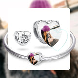 925 Sterling Silver Heart Baby Handprint Charm Bead for Bracelet