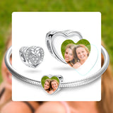 925 Silver Crystal Heart Charm Bead for Bracelet Bangle