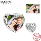 925 Silver Crystal Heart Charm Bead for Bracelet Bangle