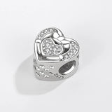 925 Silver Crystal Heart Charm Bead for Bracelet Bangle