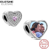 925 Silver Crystal Heart Charms Beads for Bracelet Bangle